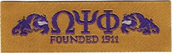 View Product Detials For The Omega Psi Phi Founded 1911 Thin Woven Label Iron-On Patch [Pre-Pack]