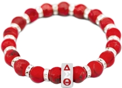 View Buying Options For The Delta Sigma Theta Stone Turquoise Bead Bracelet With Stainless Steel Charm