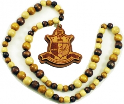 View Buying Options For The Kappa Alpha Psi Laser Engraved Shield Wood Bead Tiki Necklace