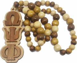 View Product Detials For The Omega Psi Phi Wood Bead Tiki Letter Medallion