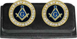 View Buying Options For The Mason Blue House Symbol Stone Crystal Round Cuff Links