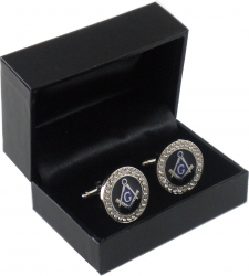 View Buying Options For The Mason Blue House Symbol Stone Crystal Round Mens Cuff Links