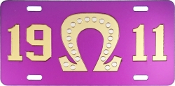 View Product Detials For The Omega Psi Phi 1911 Big Q 20 Pearls Mirror License Plate