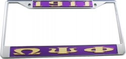 View Product Detials For The Omega Psi Phi 1911 Big Letter License Plate Frame