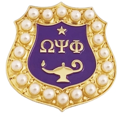 View Buying Options For The Omega Psi Phi Escutcheon 20 Pearl Shield Lapel Pin