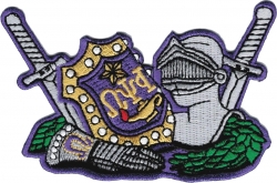 View Product Detials For The Omega Psi Phi Armor Escutcheon Shield Iron-On Patch