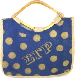 View Buying Options For The Sigma Gamma Rho Polka Dot Jute Bag