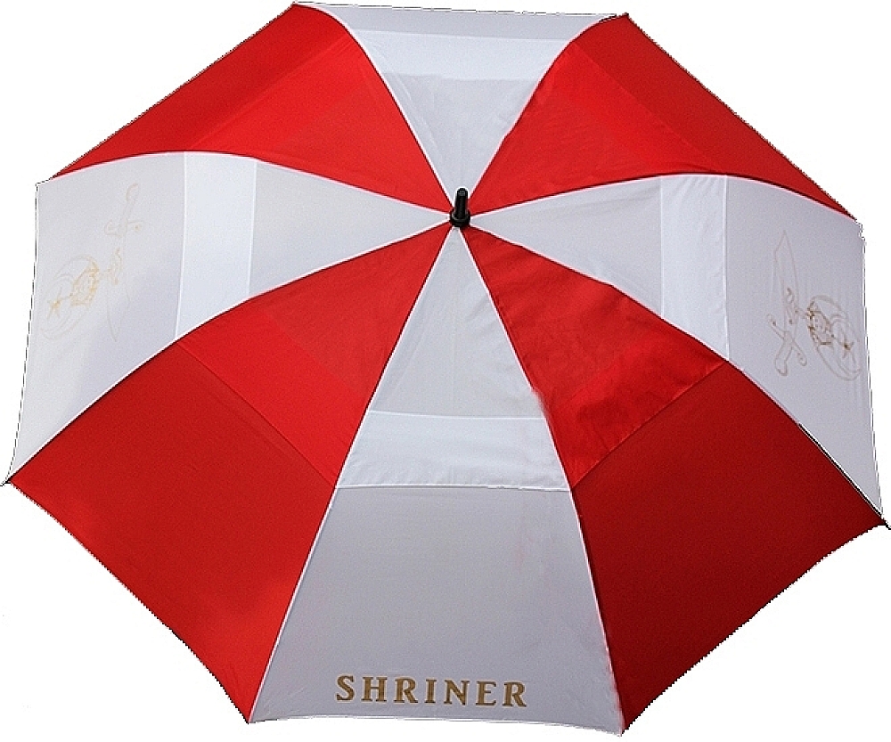 Shriner Wind Resistant Auto Open Jumbo Umbrella Red White 30